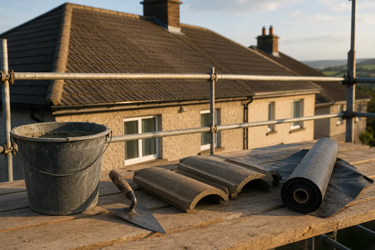 Repair work underway on a Dublin roof
